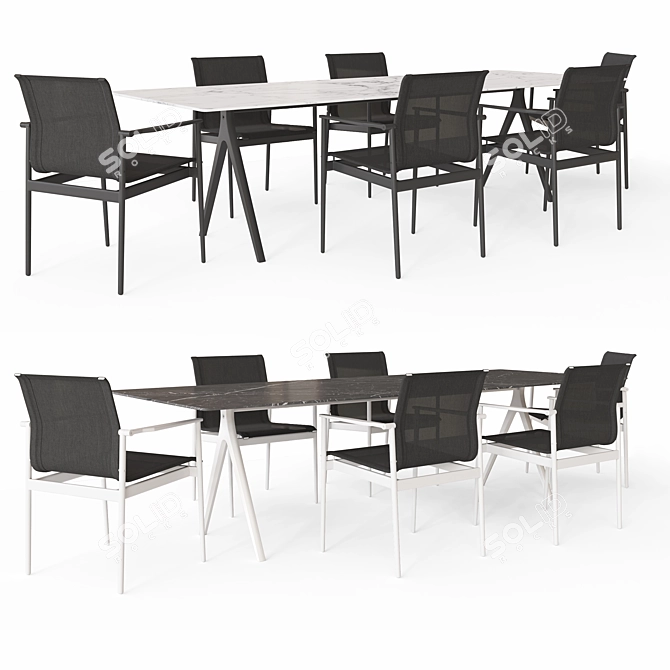 Gloster Split & Sway Dining Set 3D model image 1