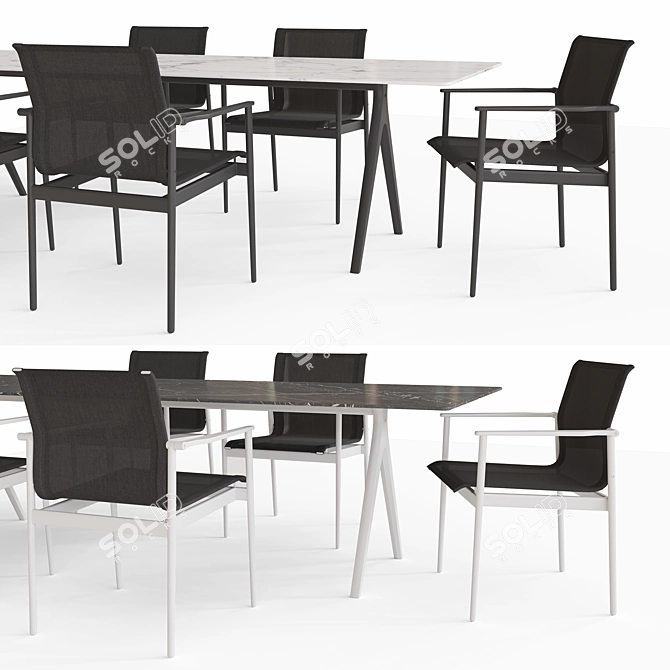 Gloster Split & Sway Dining Set 3D model image 2