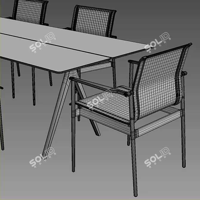 Gloster Split & Sway Dining Set 3D model image 3