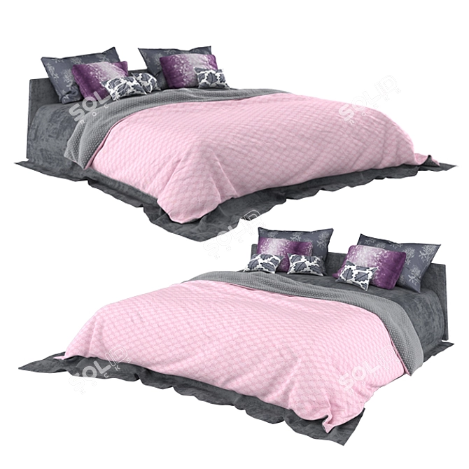 Premium Linen Bed Set 3D model image 1