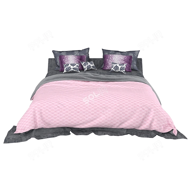 Premium Linen Bed Set 3D model image 3