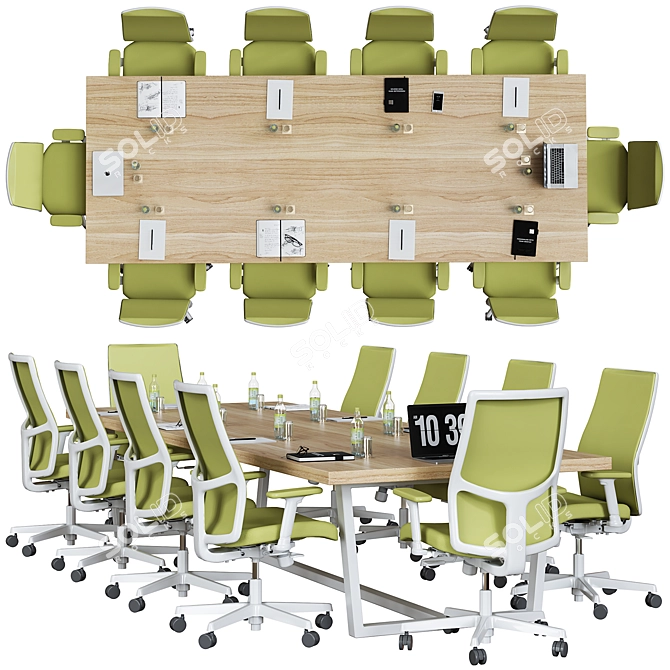 Optimized High Detail Conference Table 3D model image 1