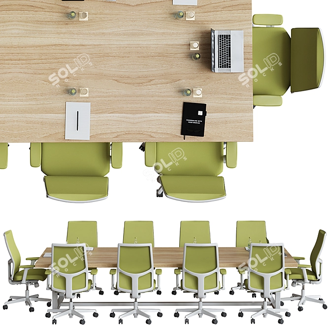 Optimized High Detail Conference Table 3D model image 3