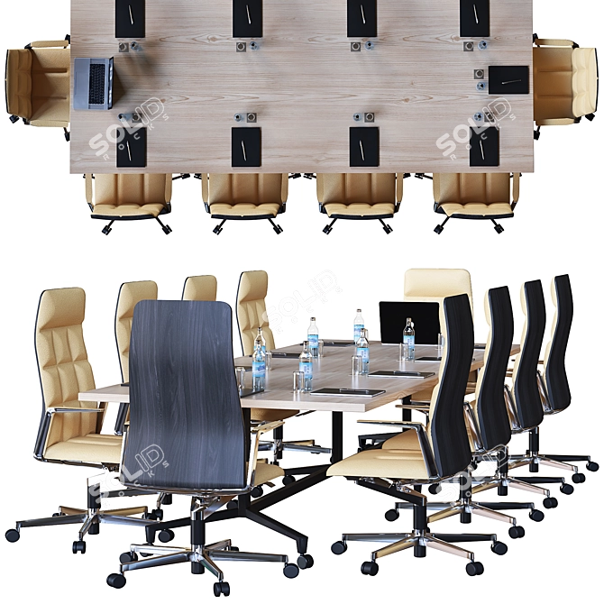 Sleek Modern Conference Table 3D model image 2