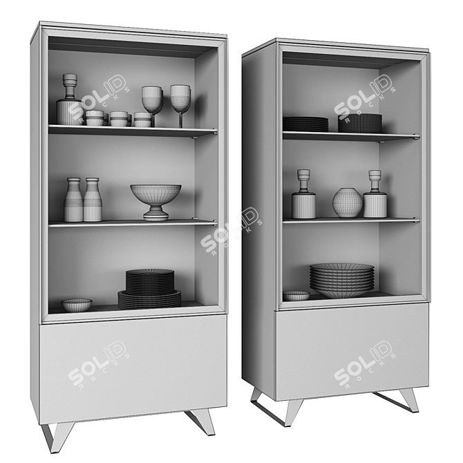 Elegant Metropolis Buffet: Two Cabinets, Stylish Design 3D model image 4