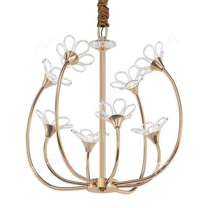 Floral Brass Chandelier: Dominica 3D model image 1