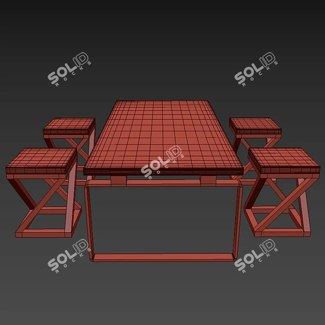 Elegant Loft Dining Set 3D model image 3