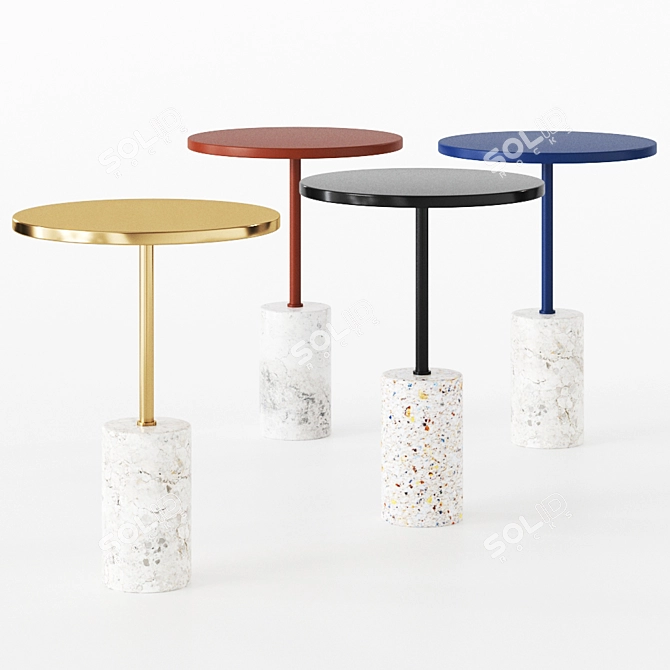 NARRO Scandinavian Navy Terrazzo Side Table 3D model image 3