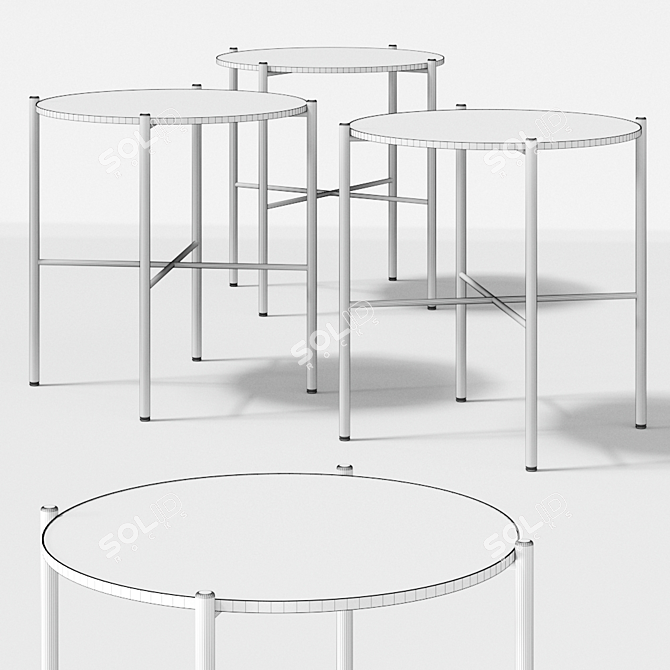 Scandinavian Steel & Glass Coffee Table 3D model image 2