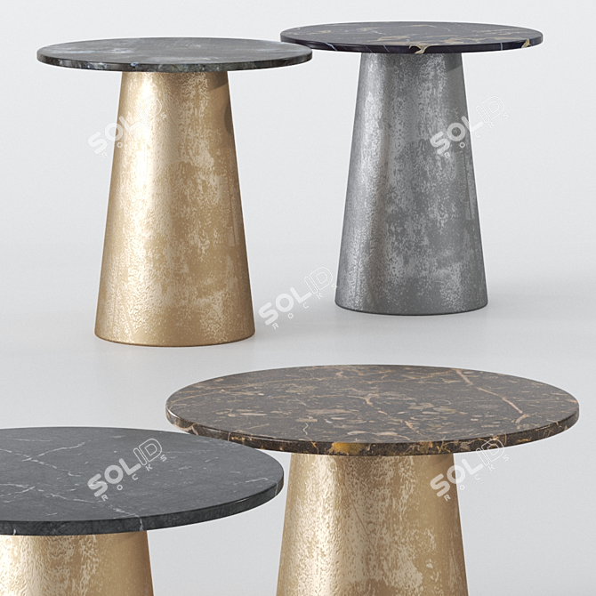 Scandi Brass & Marble Side Table 3D model image 1