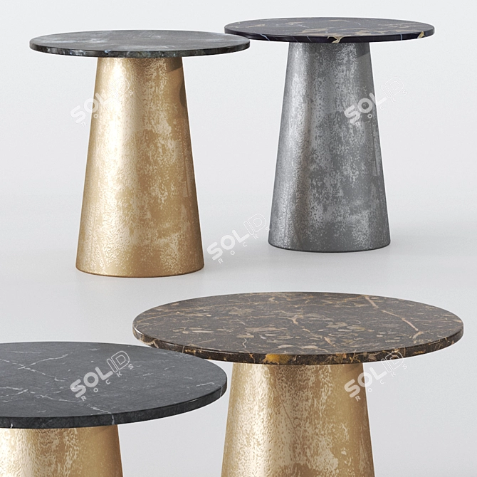 Scandi Brass & Marble Side Table 3D model image 3