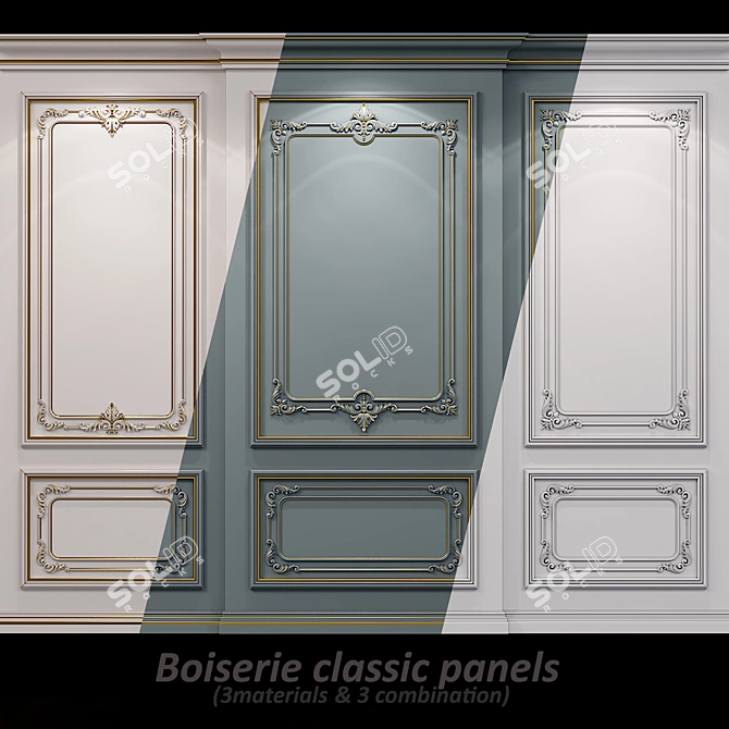 Classic Boiserie Wall Molding 3D model image 1