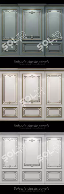 Classic Boiserie Wall Molding 3D model image 2