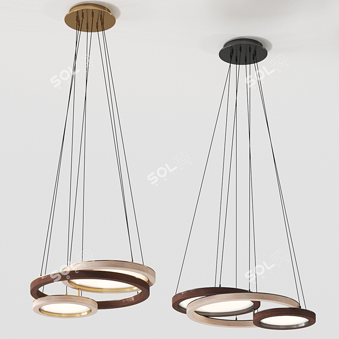 Rennes Solid Wood Pendant Lamp 3D model image 2