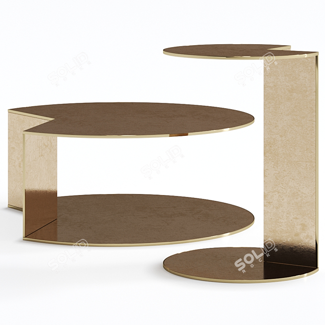 Sleek Crystal Round Coffee Table 3D model image 2
