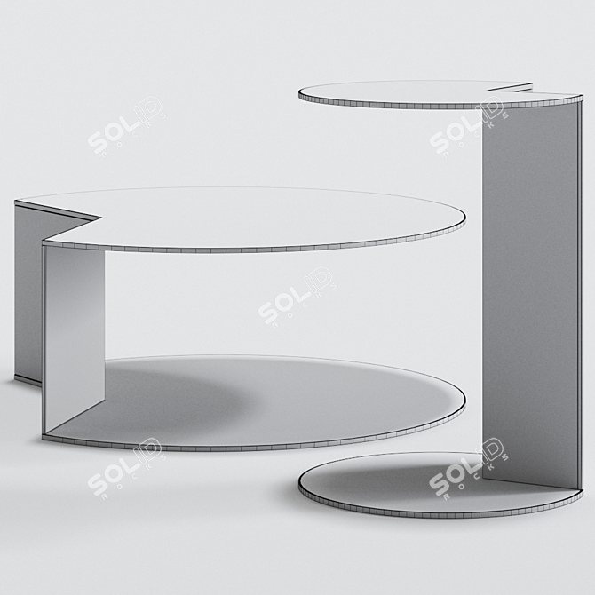 Sleek Crystal Round Coffee Table 3D model image 3