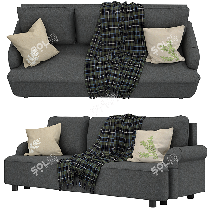 Versatile 3-Seater Sofa Bed 3D model image 1