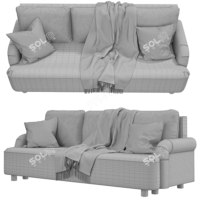 Versatile 3-Seater Sofa Bed 3D model image 2