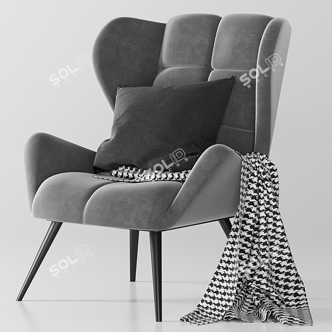 Elegant Gray Armchair: Halmar Tyrion 3D model image 1