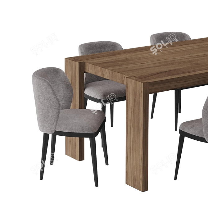 LEKK Oak Dining Set: LUM Chair & Classic Table 3D model image 2