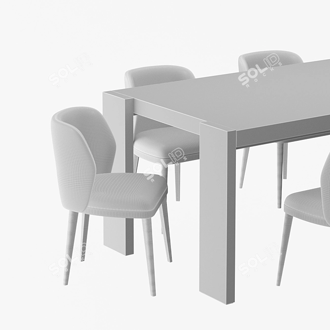 LEKK Oak Dining Set: LUM Chair & Classic Table 3D model image 4