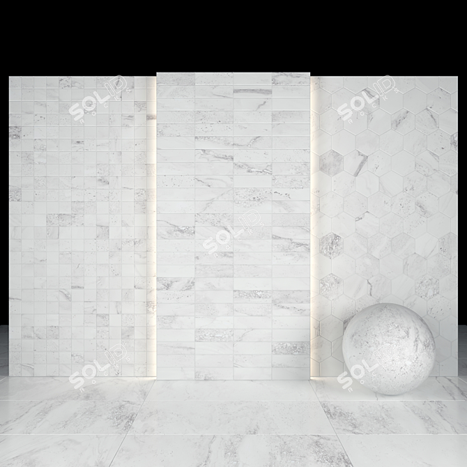 Kolomb Light Marble Tiles: Luxurious Glossiness 3D model image 3