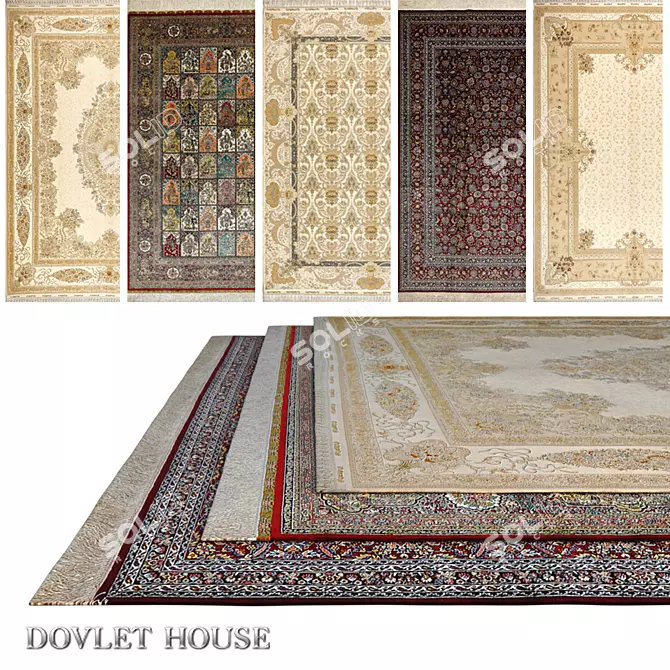 DOVLET HOUSE 5pc Carpets Bundle (Part 600) 3D model image 1