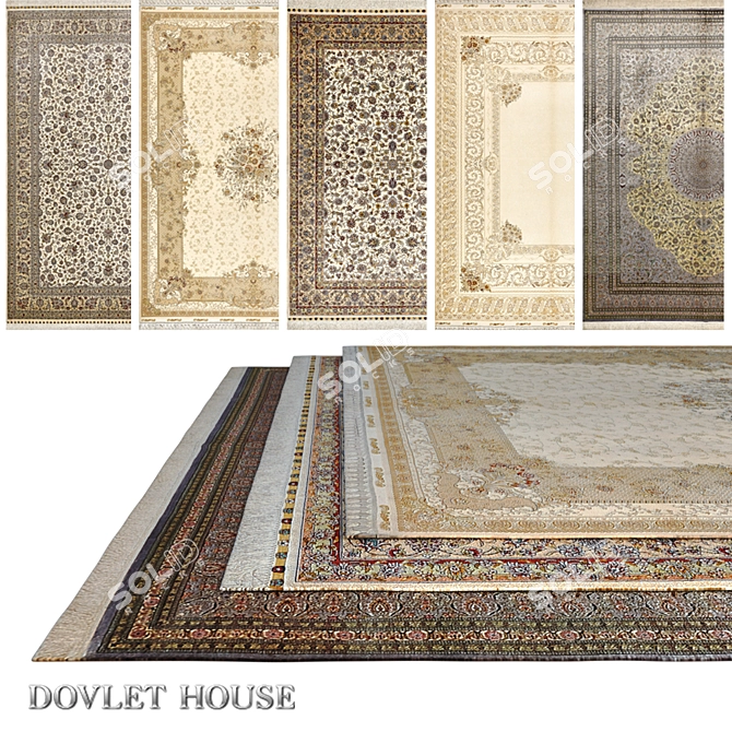 DOVLET HOUSE 5-Piece Silk Carpets (Part 601) 3D model image 1