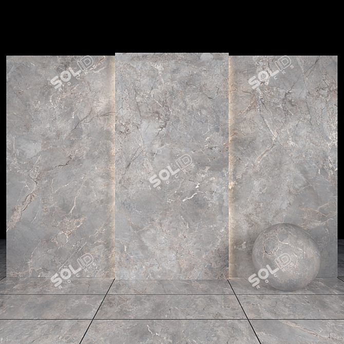 Elegant Gray Marble Texture 3D model image 2