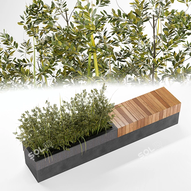Versatile Bench and Exquisite Planter 3D model image 2