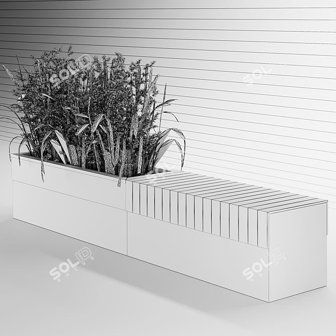 Versatile Bench and Exquisite Planter 3D model image 4