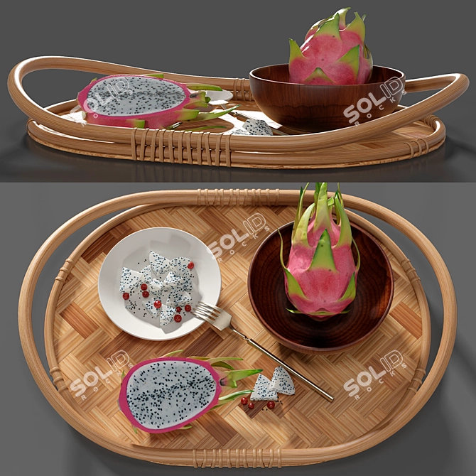 Varfint Ikea Tray & Pitaya - Smoothed 3D Model with Textures 3D model image 3