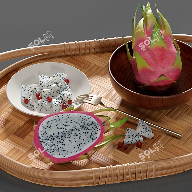 Varfint Ikea Tray & Pitaya - Smoothed 3D Model with Textures 3D model image 4