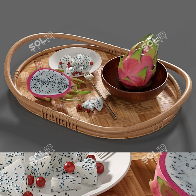 Varfint Ikea Tray & Pitaya - Smoothed 3D Model with Textures 3D model image 11