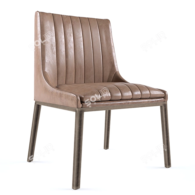 Vintage Leather Dining Chair 3D model image 1