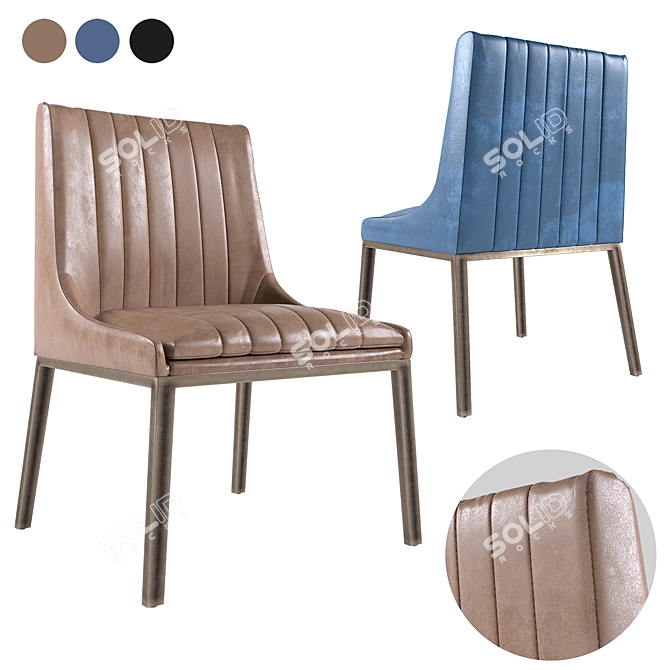 Vintage Leather Dining Chair 3D model image 2