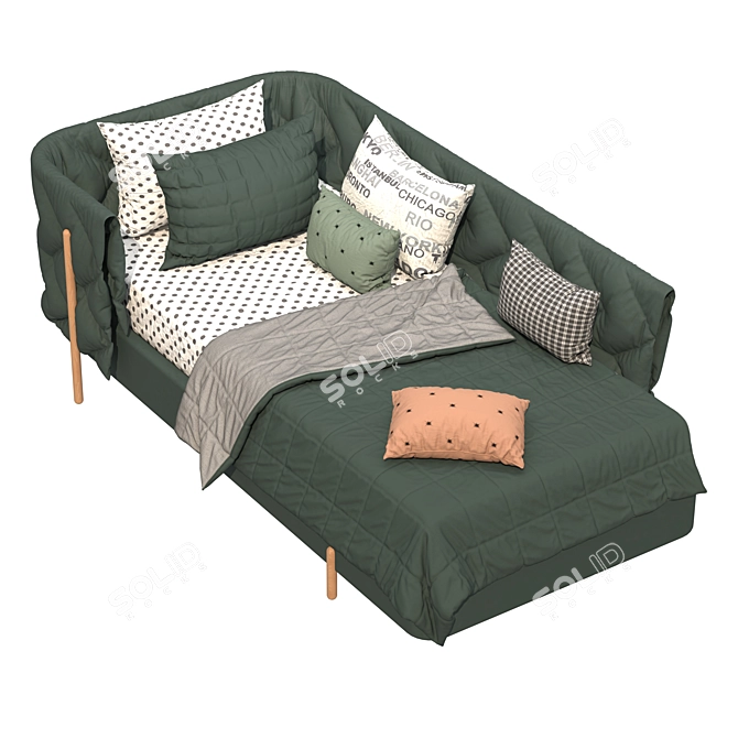 Modern Bed with Two Color Options 3D model image 3