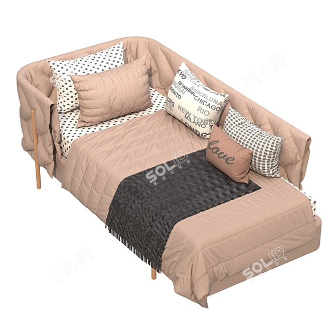 Modern Bed with Two Color Options 3D model image 4