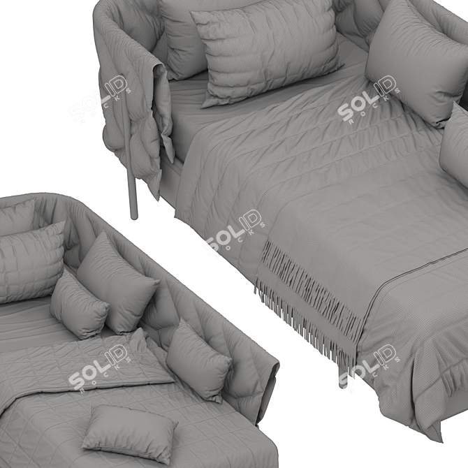 Modern Bed with Two Color Options 3D model image 5