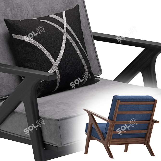 Luxe Lanston Navy Armchair: Sleek & Stylish 3D model image 2