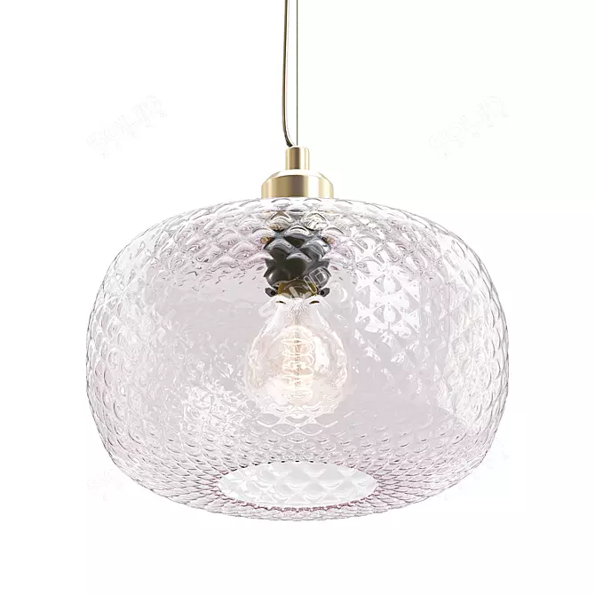 Blush Embossed Glass Pendant 3D model image 1