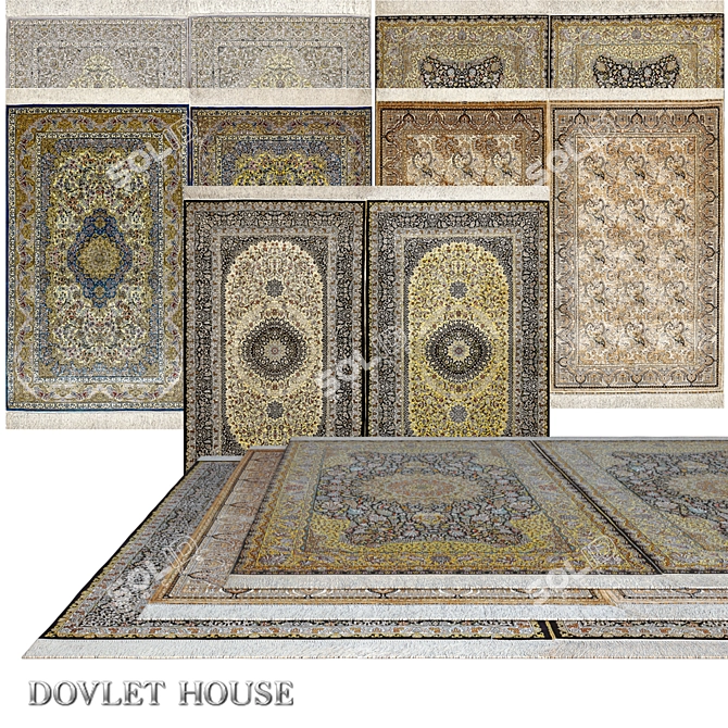 DOVLET HOUSE Silk Carpets 5pcs (Part 604) 3D model image 1