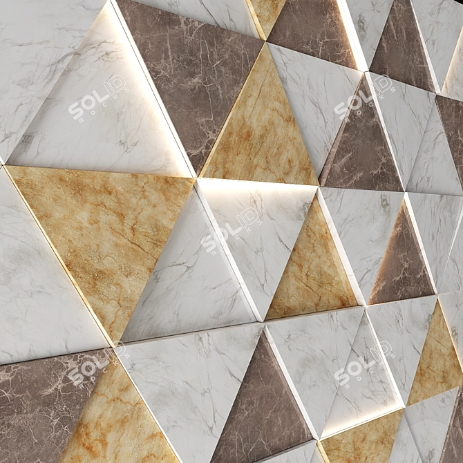 Illuminated Marble Triangle Wall Panel 3D model image 2