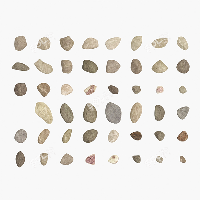 Pebble Mix 01: Versatile River Stones 3D model image 2