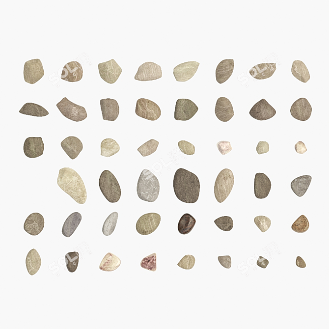 Pebble Mix 01: Versatile River Stones 3D model image 8