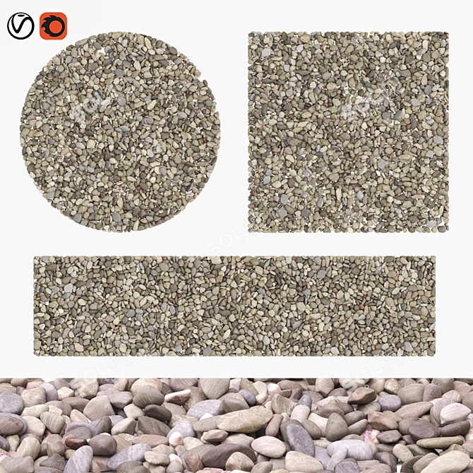 Pebble Mix 01: Versatile River Stones 3D model image 11