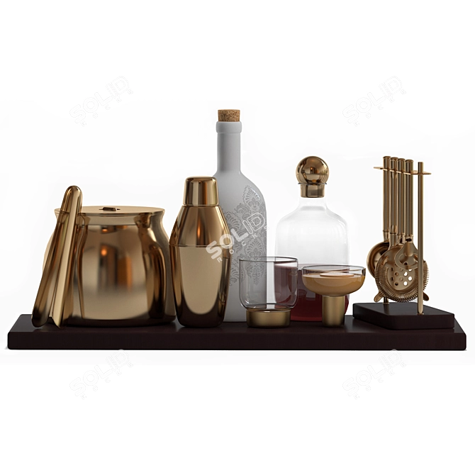 Golden Bar & Cocktail Decor Set 3D model image 6