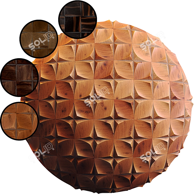 Wooden 3D Panel - PBR Textures 3D model image 1