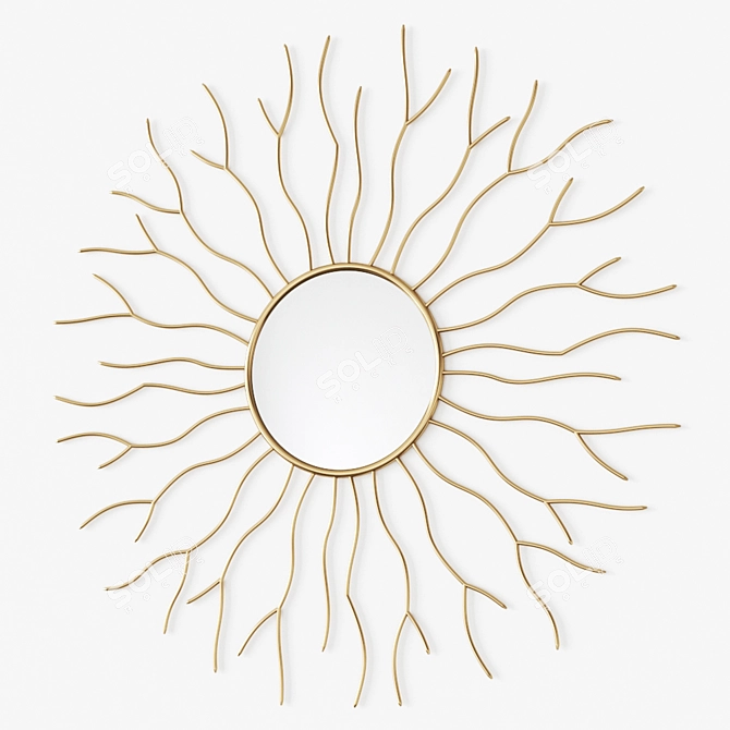 Sun Brass Metal Wall Mirror: Stylish Spanish Design 3D model image 4