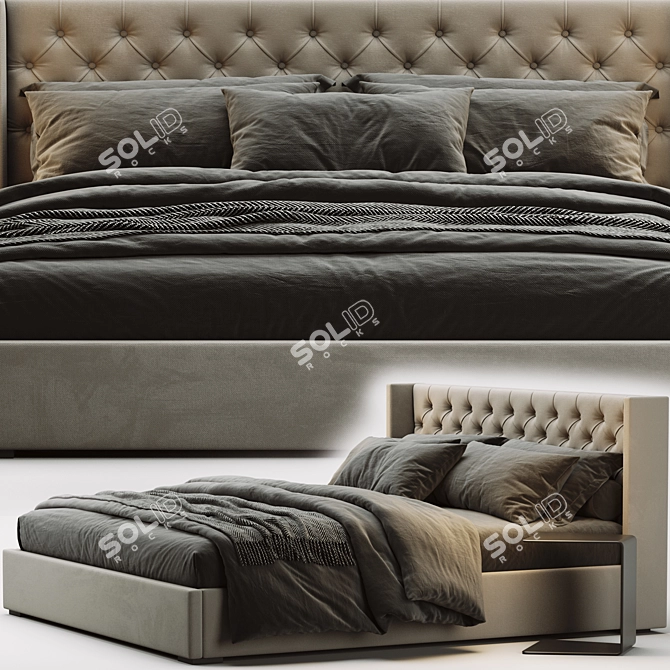 Elegant RH Adler Diamond Bed 3D model image 3